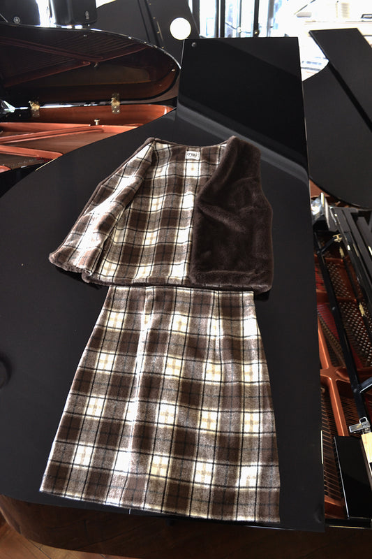 Brown Check Skirt