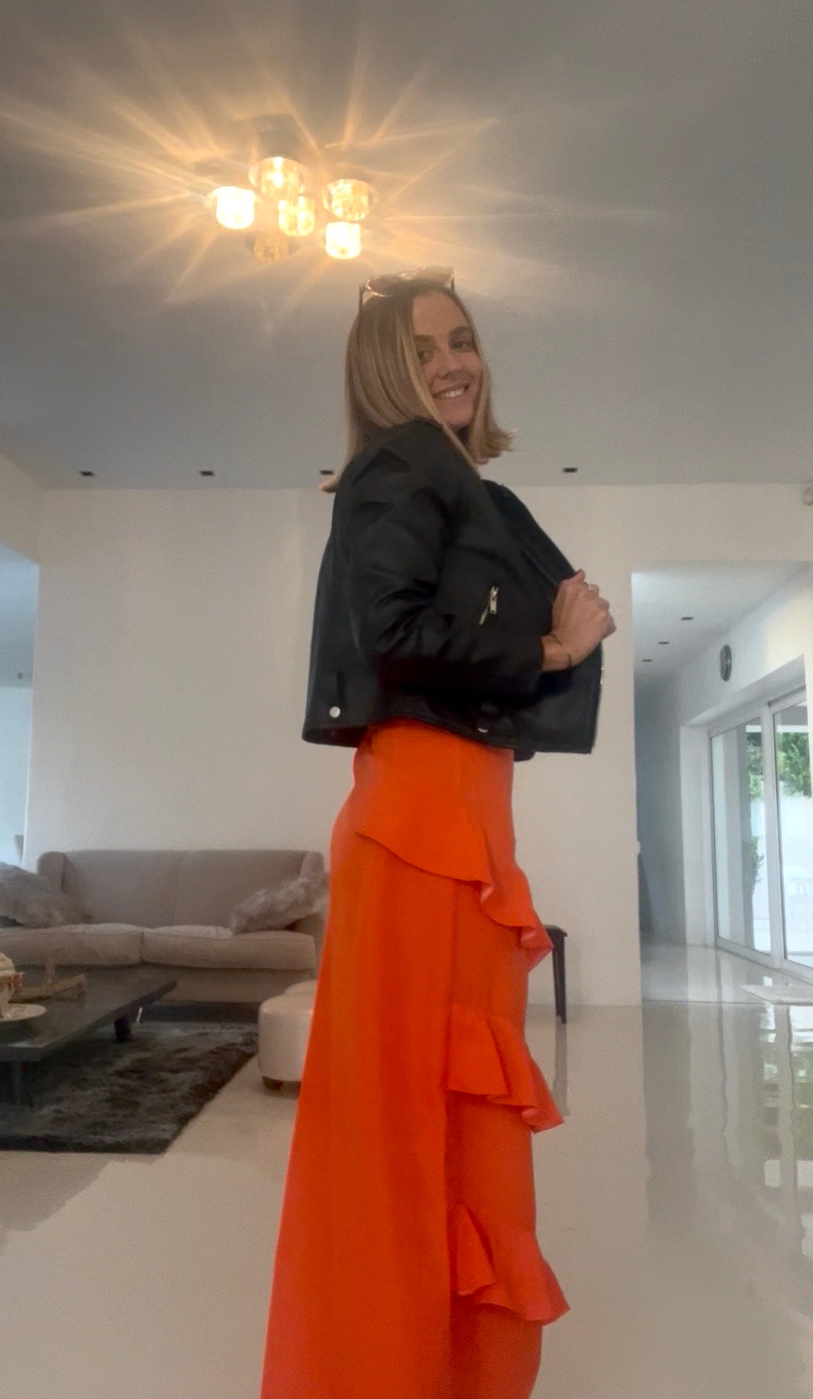 Orange frill skirt