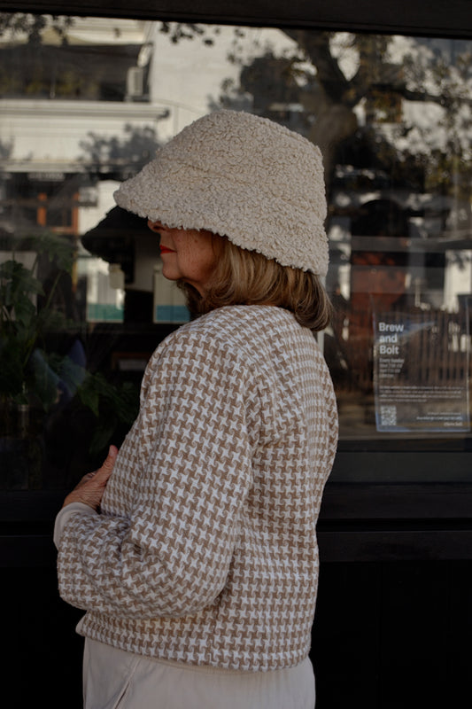 Neutral Pattern Reversible Bucket Hat