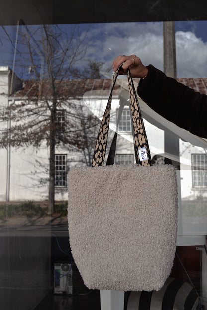 Cream Fur Laptop Bag