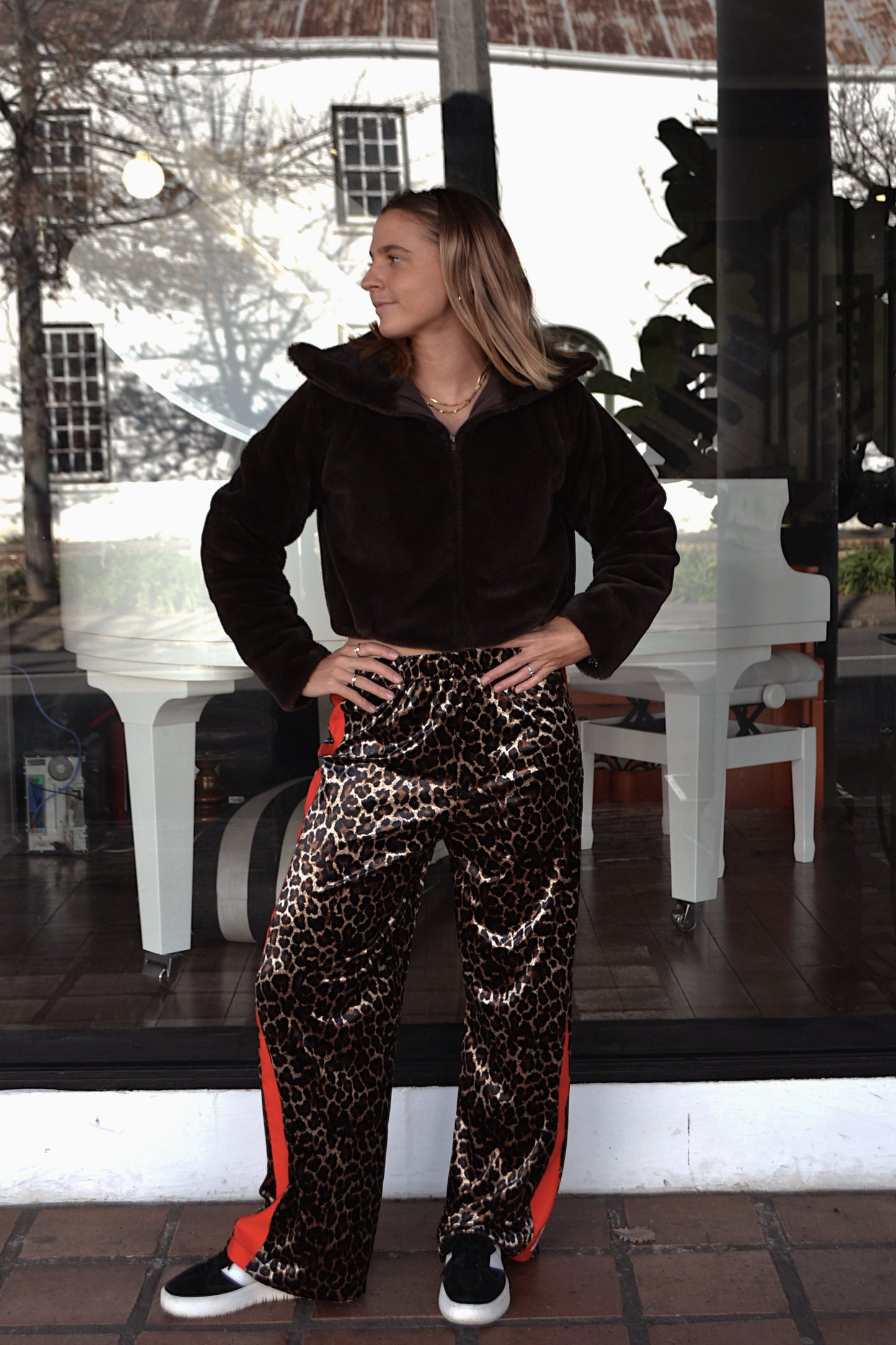 Chocolate Brown Long Sleeve Fur Jacket