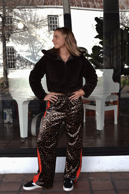 Chocolate Brown Long Sleeve Fur Jacket