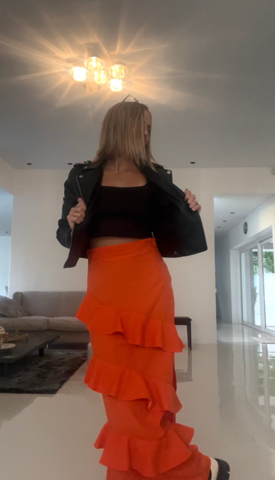 Orange frill skirt