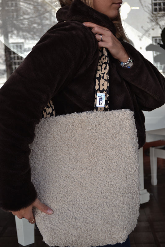 Cream Fur Laptop Bag