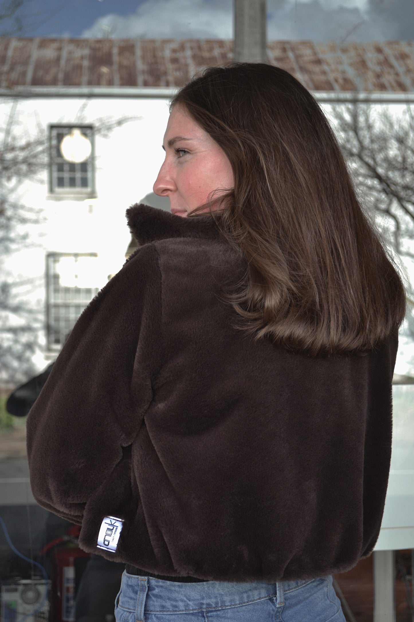 Chocolate Brown Long Sleeve Fur Jacket