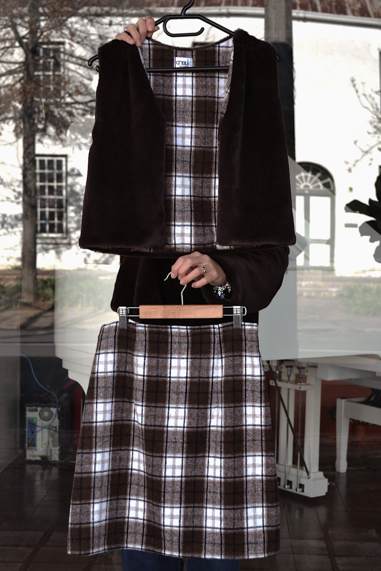 Brown Check Skirt