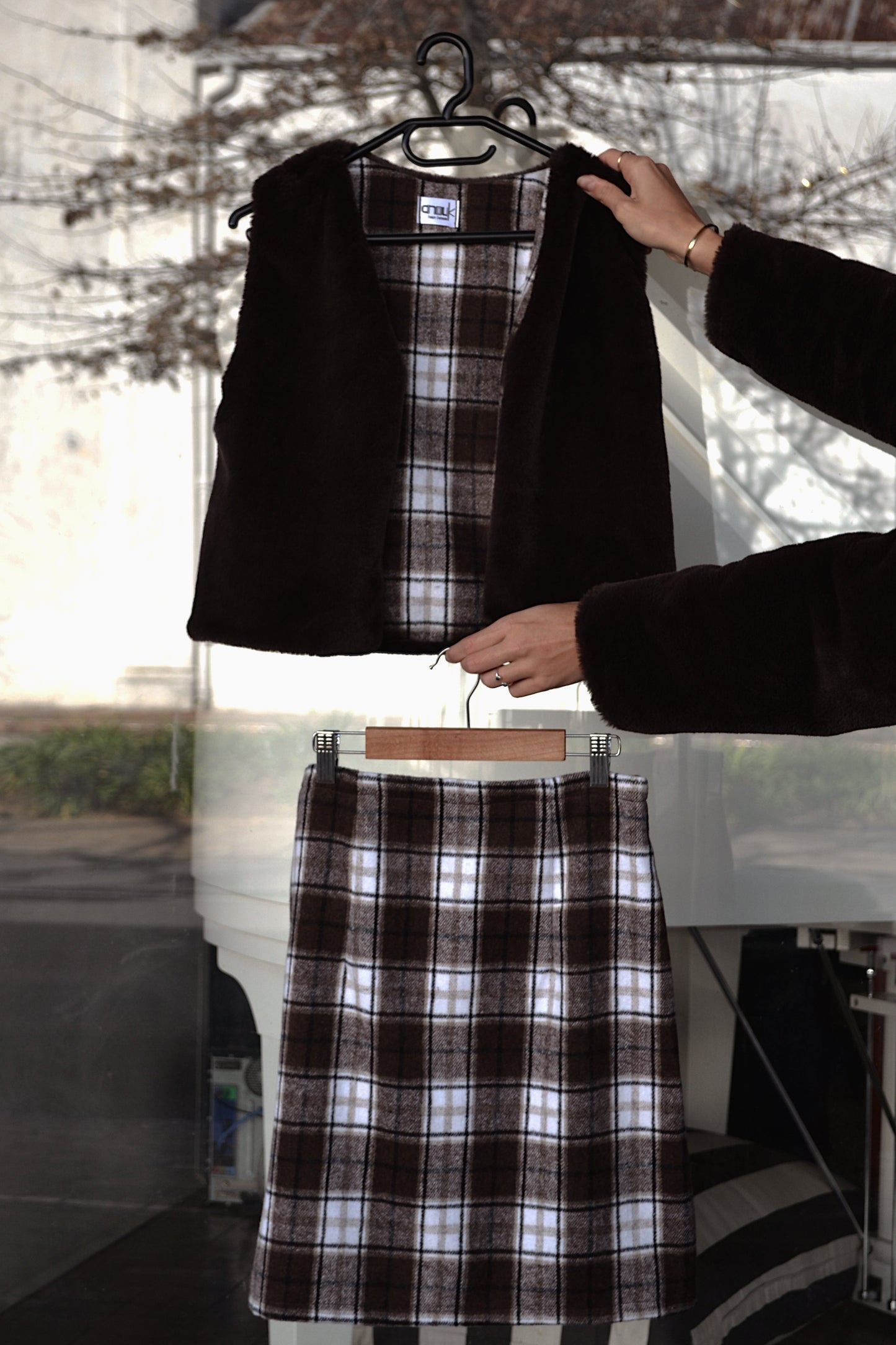 Brown Check Skirt