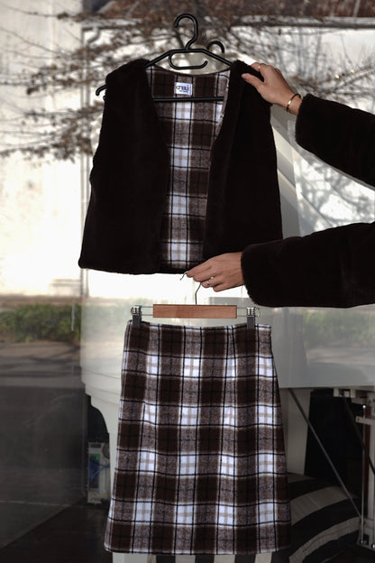 Brown Check Skirt