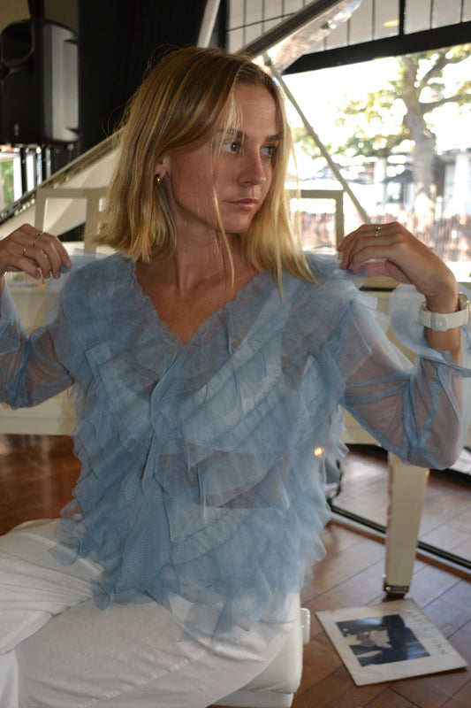 Blue Tulle Top