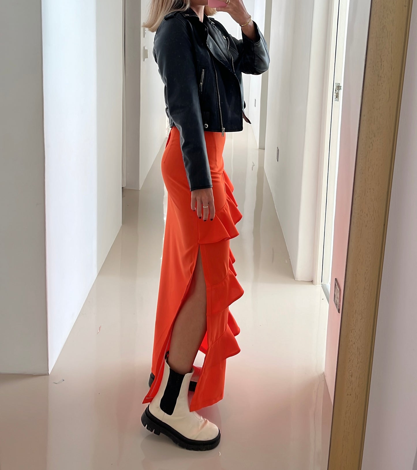 Orange frill skirt