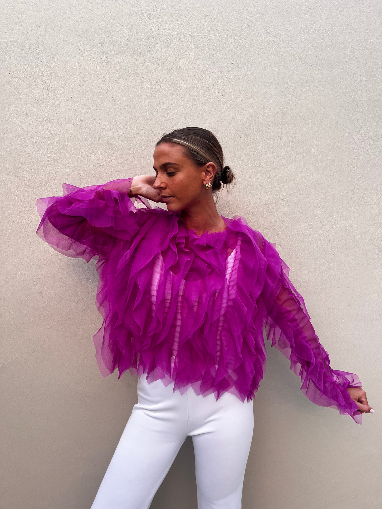 Fuchsia Tulle Top