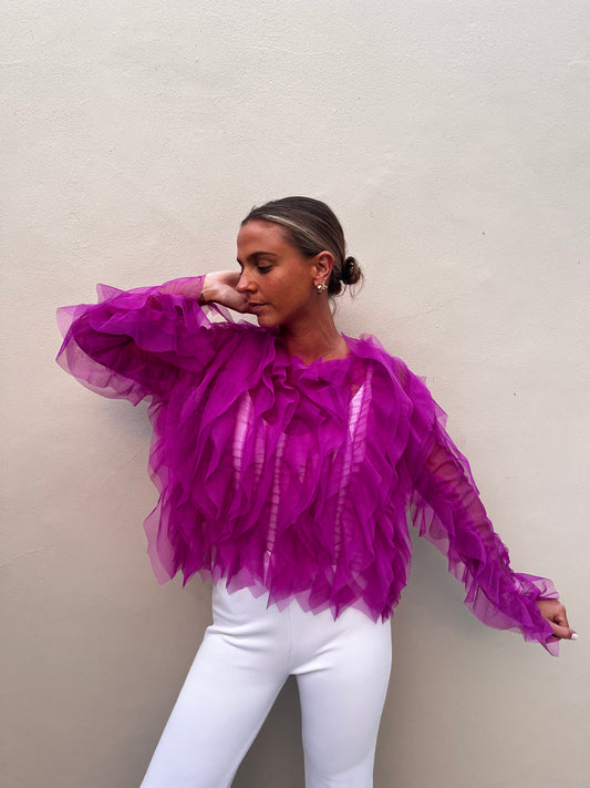 Fuchsia Tulle Top