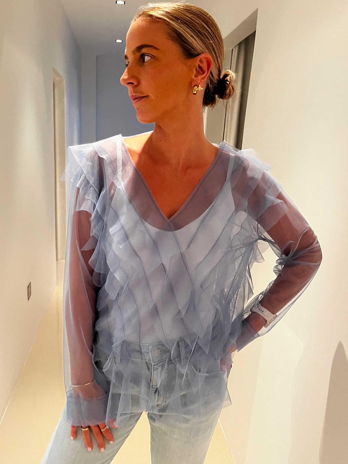 Blue Tulle Top