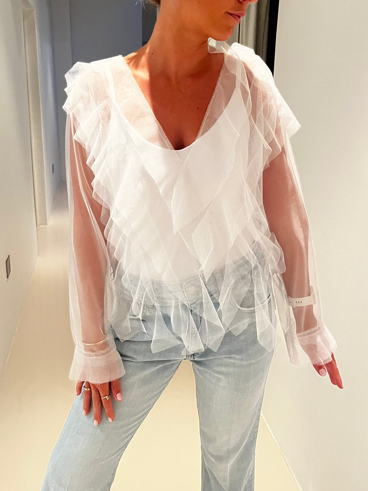 White Tulle Top