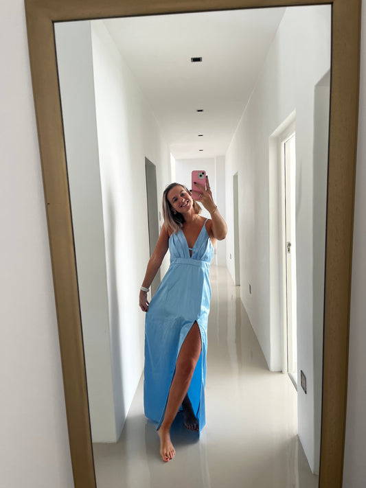 Baby Blue Satin Dress