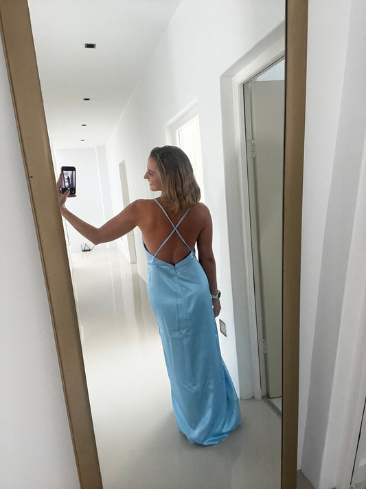 Baby Blue Satin Dress