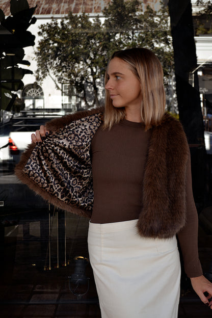 Chocolate Brown Fur Jacket