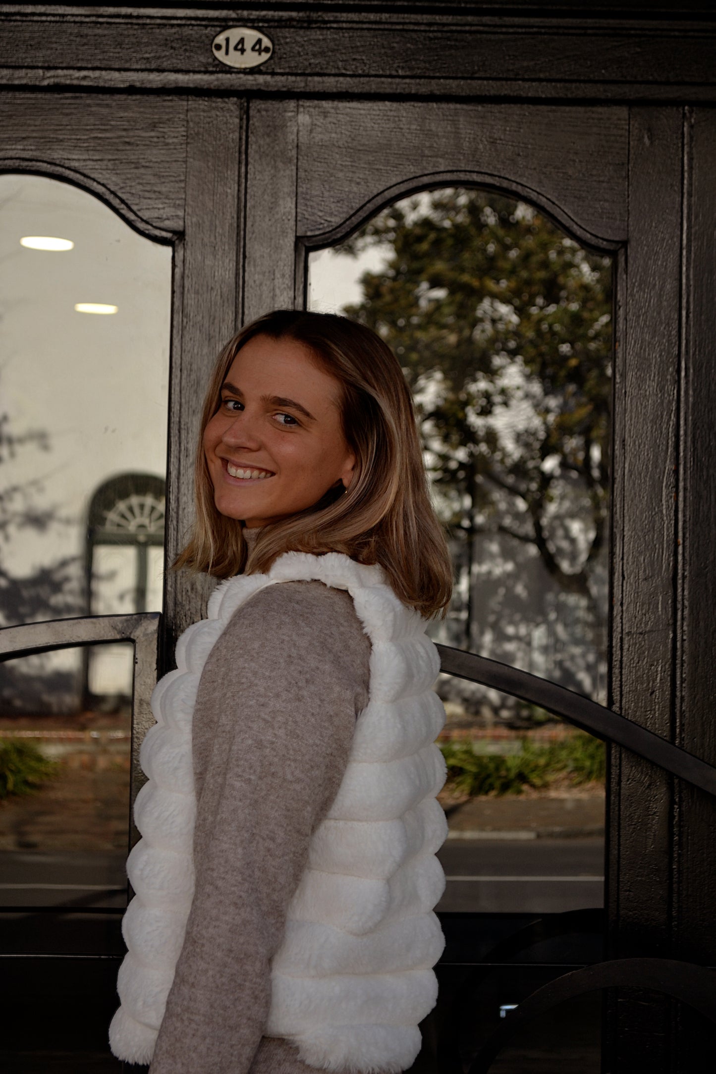 Ivory Fur Bubble Vest