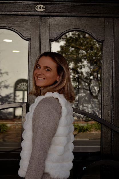 Ivory Fur Bubble Vest