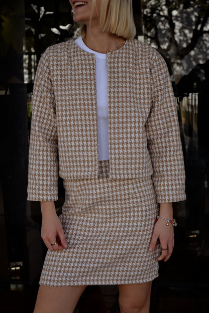 Neutral Pattern Cropped Jacket