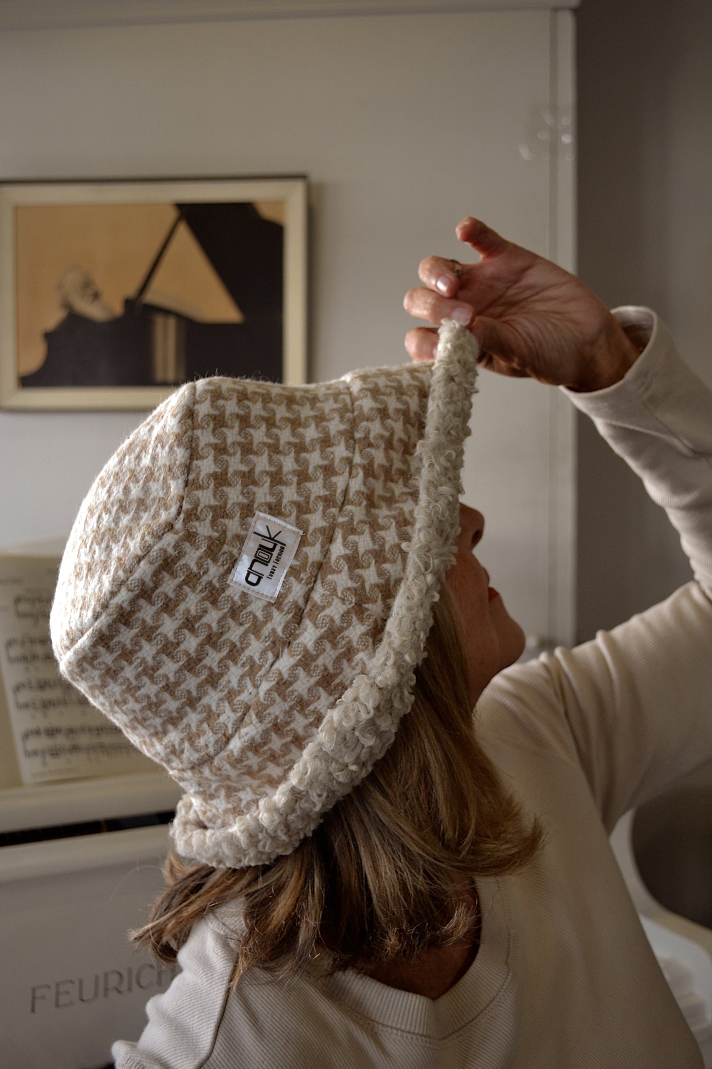 Neutral Pattern Reversible Bucket Hat