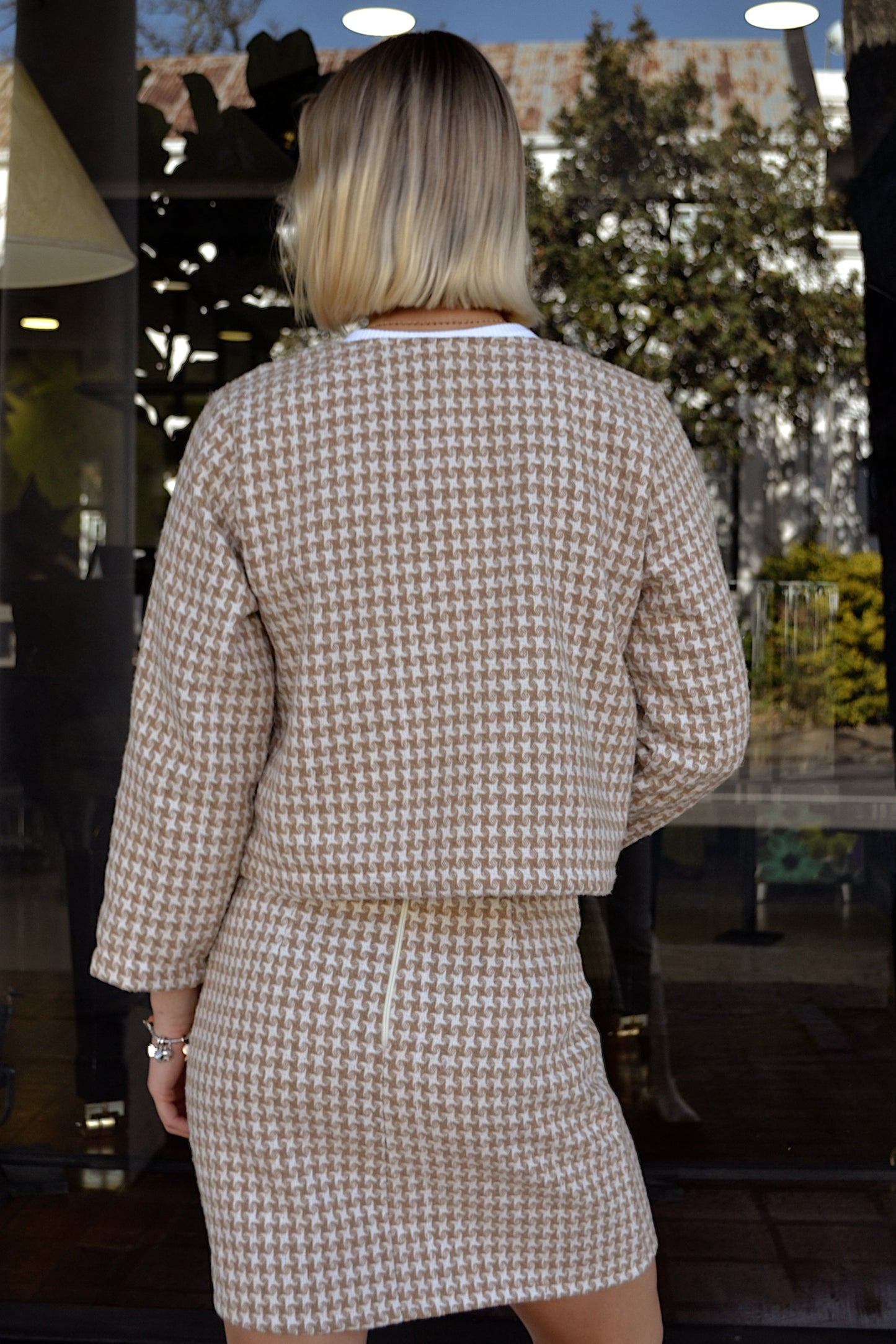 Neutral Pattern Cropped Jacket