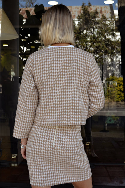 Neutral Pattern Cropped Jacket