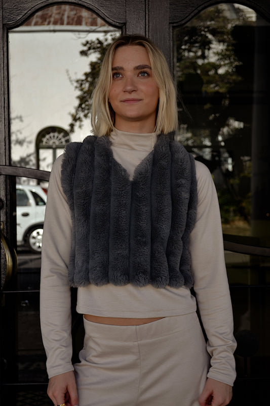 Grey Fur Bubble Vest