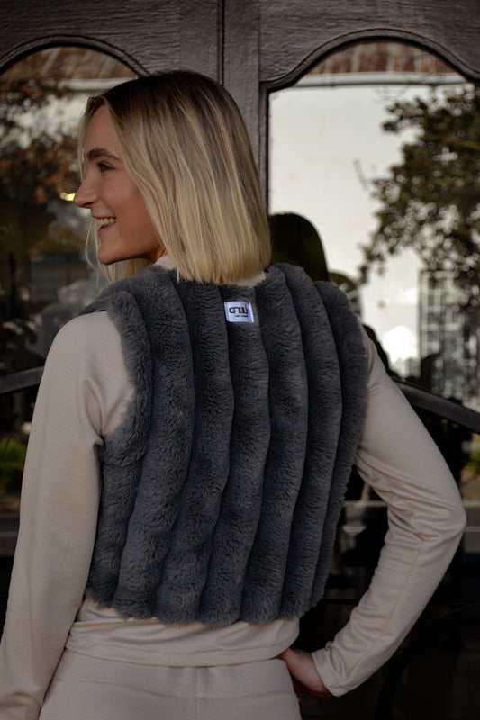 Grey Fur Bubble Vest