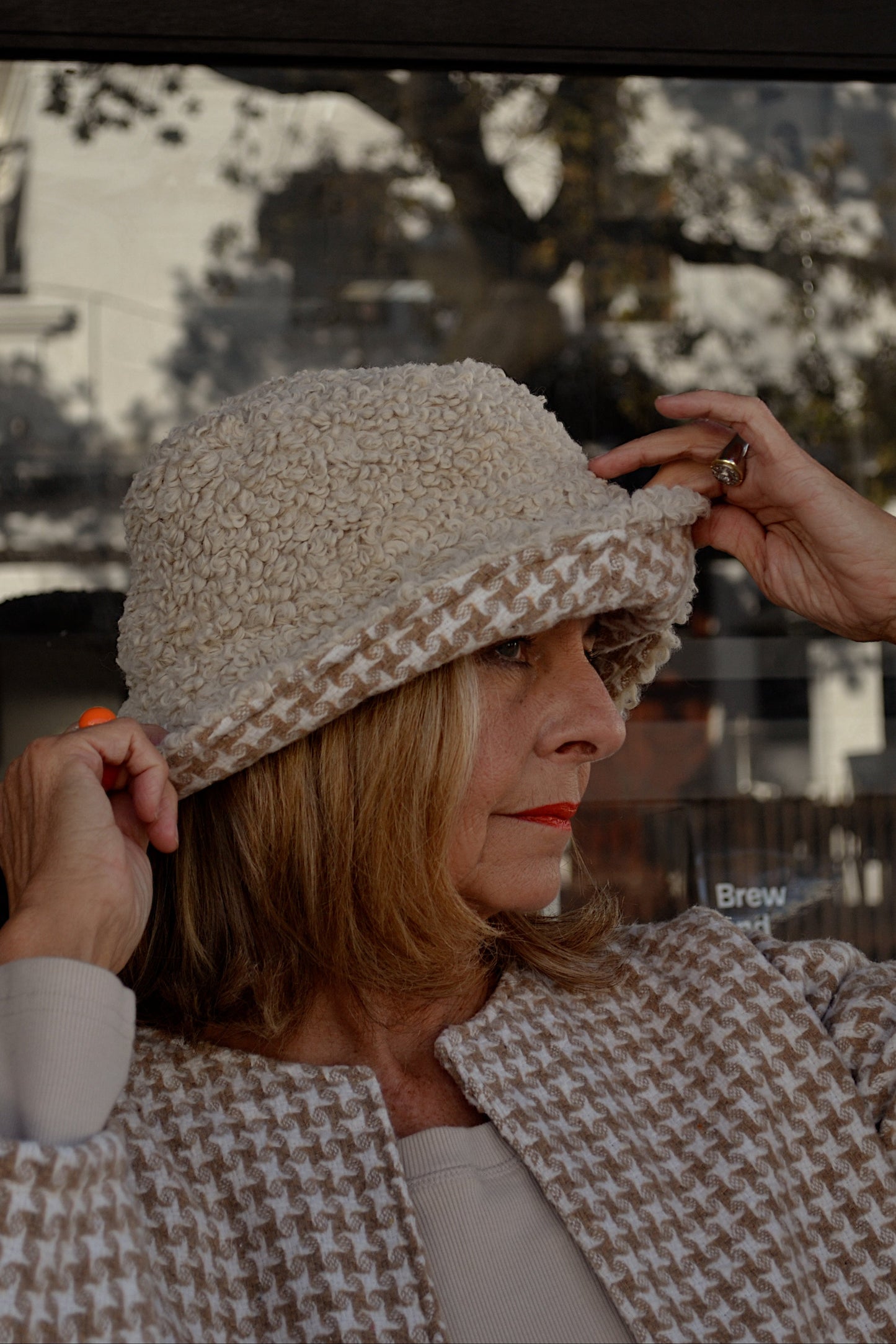 Neutral Pattern Reversible Bucket Hat