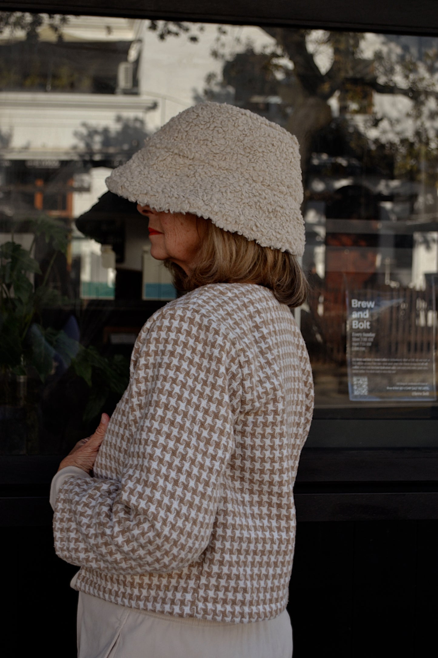 Neutral Pattern Reversible Bucket Hat